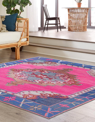 Unique Loom Timeless LEO-RVVL2 Fuchsia Area Rug Square Lifestyle Image