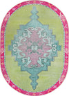 Unique Loom Timeless LEO-RVVL2 Green Area Rug Oval Top-down Image