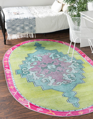 Unique Loom Timeless LEO-RVVL2 Green Area Rug Oval Lifestyle Image