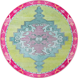 Unique Loom Timeless LEO-RVVL2 Green Area Rug Round Top-down Image