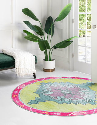 Unique Loom Timeless LEO-RVVL2 Green Area Rug Round Lifestyle Image