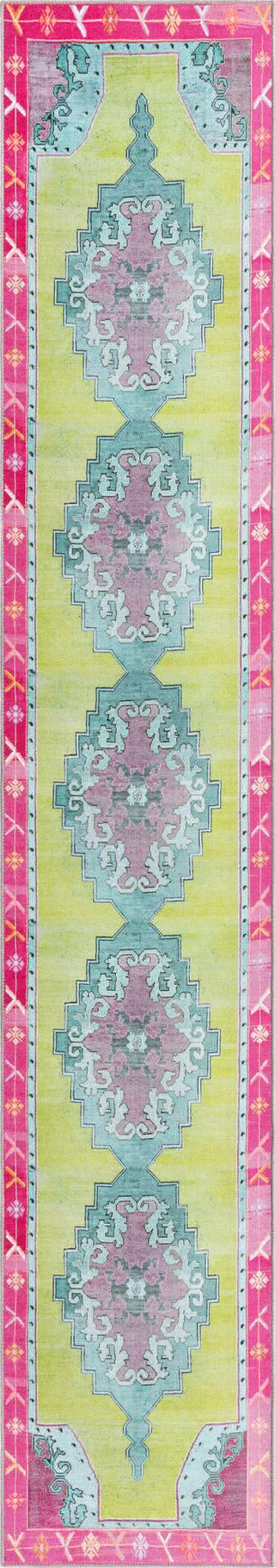 Unique Loom Timeless LEO-RVVL2 Green Area Rug Runner Top-down Image