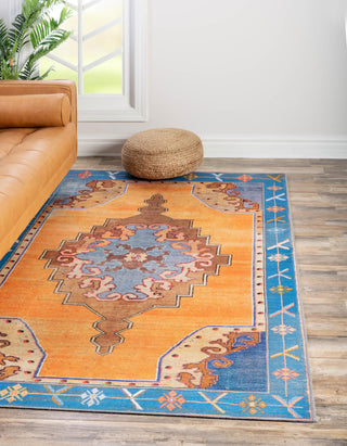 Unique Loom Timeless LEO-RVVL2 Orange Area Rug Rectangle Lifestyle Image