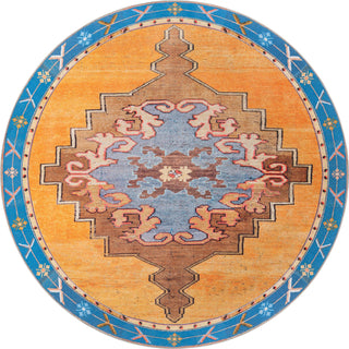 Unique Loom Timeless LEO-RVVL2 Orange Area Rug Round Top-down Image