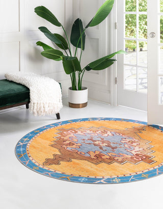 Unique Loom Timeless LEO-RVVL2 Orange Area Rug Round Lifestyle Image