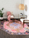 Unique Loom Timeless LEO-RVVL2 Pink Area Rug Octagon Lifestyle Image Feature