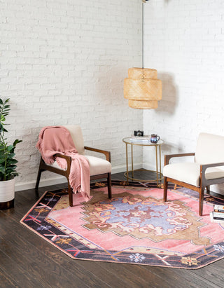 Unique Loom Timeless LEO-RVVL2 Pink Area Rug Octagon Lifestyle Image