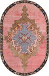 Unique Loom Timeless LEO-RVVL2 Pink Area Rug Oval Top-down Image