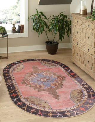 Unique Loom Timeless LEO-RVVL2 Pink Area Rug Oval Lifestyle Image