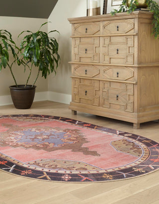 Unique Loom Timeless LEO-RVVL2 Pink Area Rug Oval Lifestyle Image