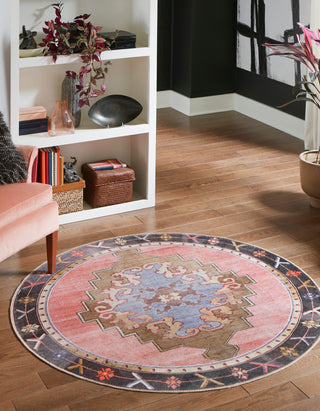 Unique Loom Timeless LEO-RVVL2 Pink Area Rug Round Lifestyle Image