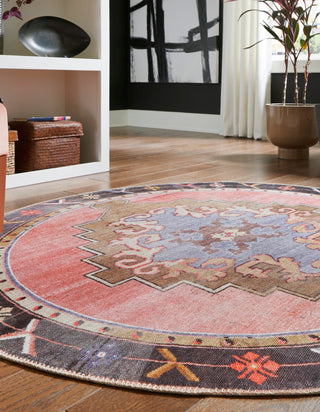 Unique Loom Timeless LEO-RVVL2 Pink Area Rug Round Lifestyle Image