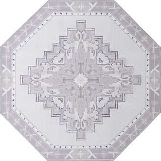 Unique Loom Timeless LEO-RVVL2 White Gray Area Rug Octagon Top-down Image