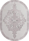 Unique Loom Timeless LEO-RVVL2 White Gray Area Rug Oval Top-down Image