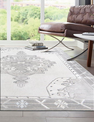 Unique Loom Timeless LEO-RVVL2 White Gray Area Rug Rectangle Lifestyle Image