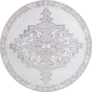 Unique Loom Timeless LEO-RVVL2 White Gray Area Rug Round Top-down Image