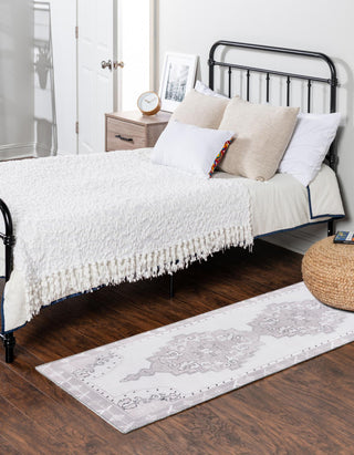 Unique Loom Timeless LEO-RVVL2 White Gray Area Rug Runner Lifestyle Image