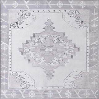 Unique Loom Timeless LEO-RVVL2 White Gray Area Rug Square Top-down Image