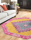 Unique Loom Timeless LEO-RVVL2 Yellow Area Rug Octagon Lifestyle Image Feature