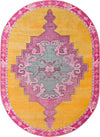 Unique Loom Timeless LEO-RVVL2 Yellow Area Rug Oval Top-down Image