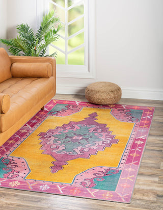 Unique Loom Timeless LEO-RVVL2 Yellow Area Rug Rectangle Lifestyle Image