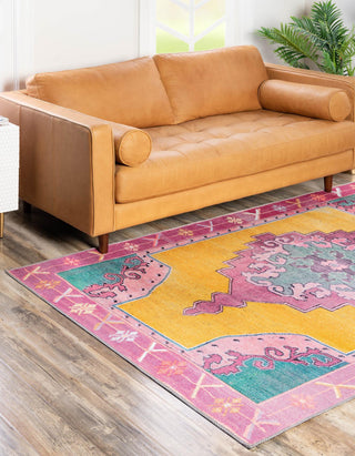 Unique Loom Timeless LEO-RVVL2 Yellow Area Rug Rectangle Lifestyle Image