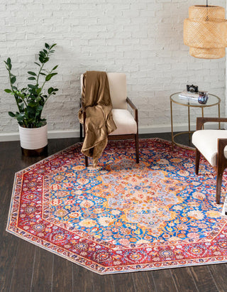 Unique Loom Timeless LEO-RVVL3 Navy Blue Area Rug Octagon Lifestyle Image Feature