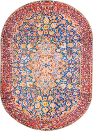 Unique Loom Timeless LEO-RVVL3 Navy Blue Area Rug Oval Top-down Image