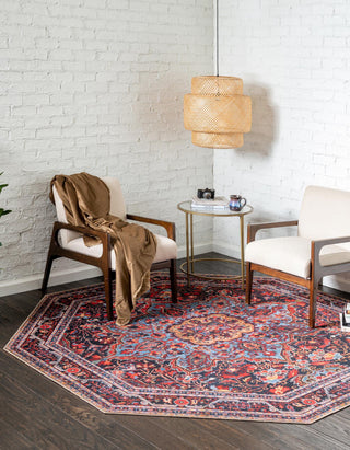 Unique Loom Timeless LEO-RVVL4 Burgundy Area Rug Octagon Lifestyle Image