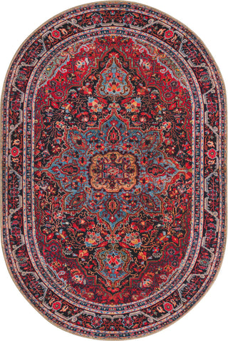 Unique Loom Timeless LEO-RVVL4 Burgundy Area Rug Oval Top-down Image