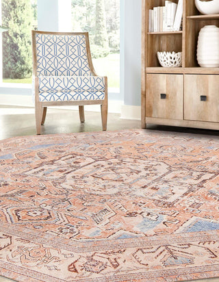 Unique Loom Timeless LEO-RVVL5 Blue Area Rug Octagon Lifestyle Image Feature