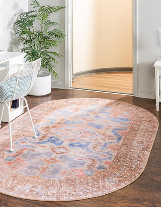 Unique Loom Timeless LEO-RVVL5 Blue Area Rug Oval Lifestyle Image