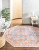 Unique Loom Timeless LEO-RVVL7 Blue Area Rug Octagon Lifestyle Image Feature