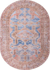 Unique Loom Timeless LEO-RVVL7 Blue Area Rug Oval Top-down Image