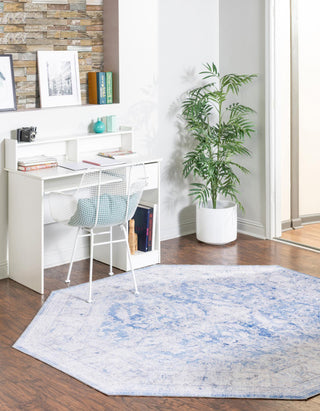 Unique Loom Timeless LEO-RVVL8 Blue Area Rug Octagon Lifestyle Image