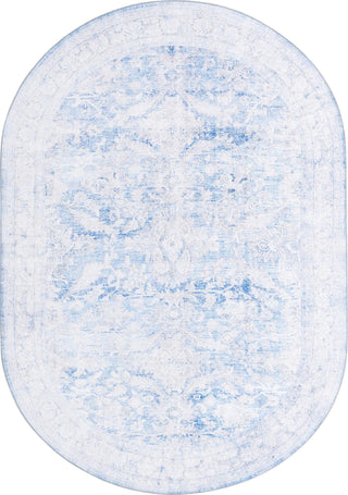 Unique Loom Timeless LEO-RVVL8 Blue Area Rug Oval Top-down Image