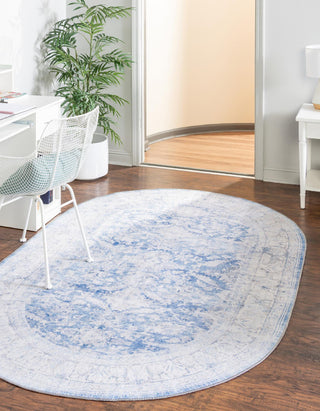 Unique Loom Timeless LEO-RVVL8 Blue Area Rug Oval Lifestyle Image