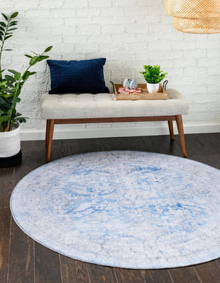 Unique Loom Timeless LEO-RVVL8 Blue Area Rug Round Lifestyle Image