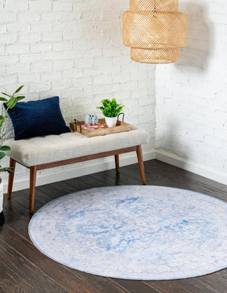 Unique Loom Timeless LEO-RVVL8 Blue Area Rug Round Lifestyle Image