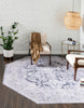 Unique Loom Timeless LEO-RVVL8 Charcoal Area Rug Octagon Lifestyle Image Feature