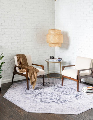 Unique Loom Timeless LEO-RVVL8 Charcoal Area Rug Octagon Lifestyle Image