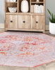 Unique Loom Timeless LEO-RVVL8 Rust Red Area Rug Octagon Lifestyle Image Feature
