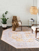 Unique Loom Timeless LEO-RVVL8 Yellow Area Rug Octagon Lifestyle Image Feature
