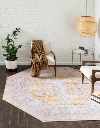 Unique Loom Timeless LEO-RVVL8 Yellow Area Rug Octagon Lifestyle Image Feature