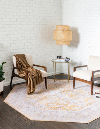 Unique Loom Timeless LEO-RVVL8 Yellow Area Rug Octagon Lifestyle Image