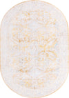 Unique Loom Timeless LEO-RVVL8 Yellow Area Rug Oval Top-down Image