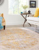 Unique Loom Timeless LEO-RVVL8 Yellow Area Rug Oval Lifestyle Image