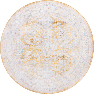 Unique Loom Timeless LEO-RVVL8 Yellow Area Rug Round Top-down Image