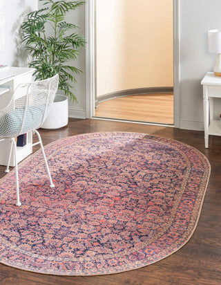 Unique Loom Timeless LEO-RVVL9 Navy Blue Area Rug Oval Lifestyle Image