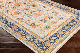 Surya Taj Mahal TJ-6600 Burnt Orange Saffron Teal Navy Sage Wheat Ice Blue Cream Area Rug Corner Image